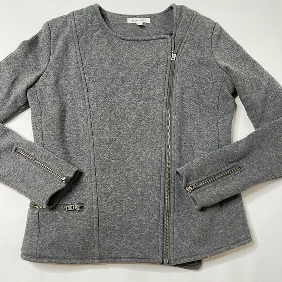 Athleta Gray Moto Jacket Size Small Belvedere Quilted Asymmetrical Zip - Picture 4 of 9